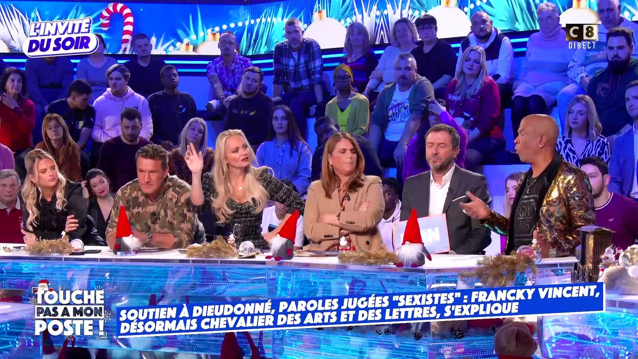 Malaise dans TPMP : Promu "Chevalier des Arts et des Lettres", le chanteur Francky Vincent refuse de condamner l'antisémitisme et revendique son soutien à Dieudonné  au "bal de la Quenelle"