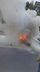 TEM'de minibüs alev alev yandı