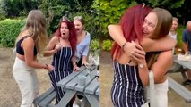 Mom turns into a volcano of excitement on seeing daughter back home after 3 years