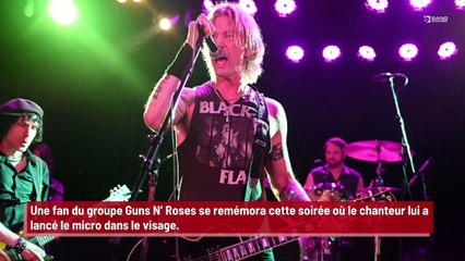 Une fan de Guns N’ Roses a reçu le micro du chanteur dans la figure !