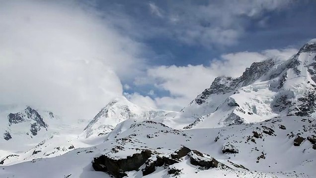 the beautiful view of the snow over the swiss mountains