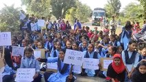 Girl students, adamant on the demand for removal of acting principal and reinstatement of relieved teachers, blocked Parsola-Nithauva road
