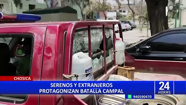Chosica: serenos y extranjeros protagonizan batalla campal