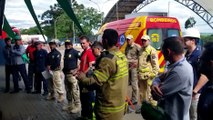 Bombeiros e PRF realizam simulação de acidente seguido de incêndio em Cascavel