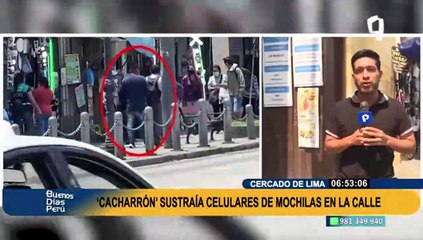 Download Video: Capturan a delincuente que abría mochilas de peatones para sustraer celulares en Centro de Lima