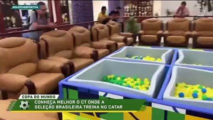 Repórter Tiago Salazar mostra detalhes do centro de treinamento da Seleção no Catar