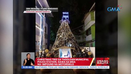 Christmas tree sa Tagoloan Municipal Police Station, gawa sa mga na-impound na motorsiklo | UB