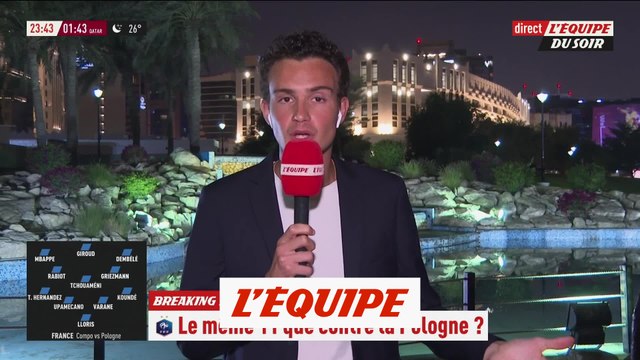 Deschamps devrait aligner le même onze - Foot - CM 2022 - Bleus