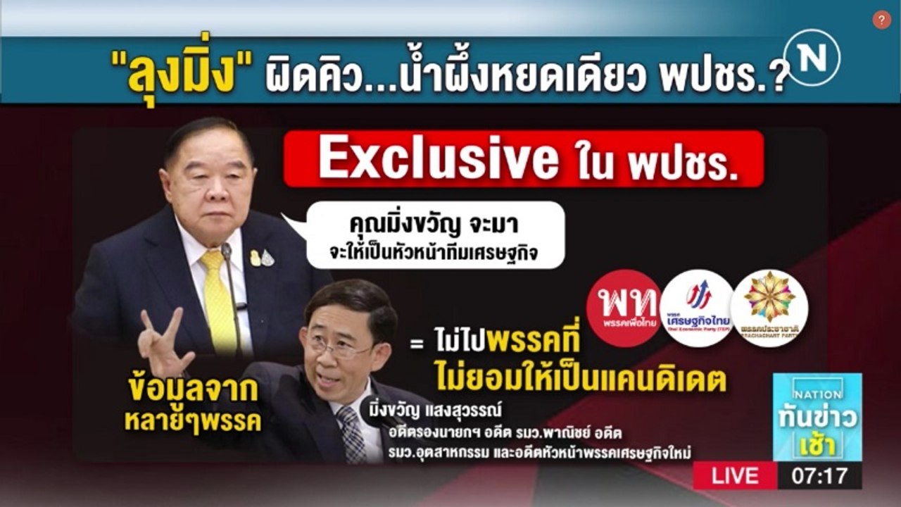"ลุงมิ่ง" ผิดคิว น้ำผึ้งหยดเดียว "พลังประชารัฐ" | เนชั่นทันข่าวเช้า | NationTV22