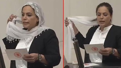 Meclis'i ayağa kaldıran tepki! HDP'li vekil "Operasyonlar durdurulsun" diyerek tülbendini yere attı