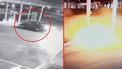 ABD'de drift yapmaya çalışan sürücü akaryakıt pompasını havaya uçurdu