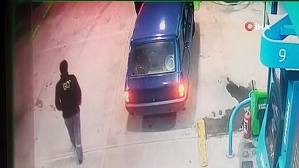 Gaz kaçağı olan otomobil akaryakıt istasyonunda böyle patladı