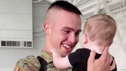 Soldier Holds 8-Month-Old Baby For First Time After Deployment