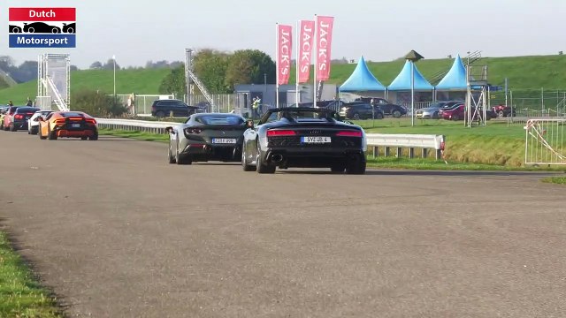 Supercars arriving Car Show- - SF90- 765LT- F12 N-Largo- Murcielago SV- M1- iPE GT3 RS-