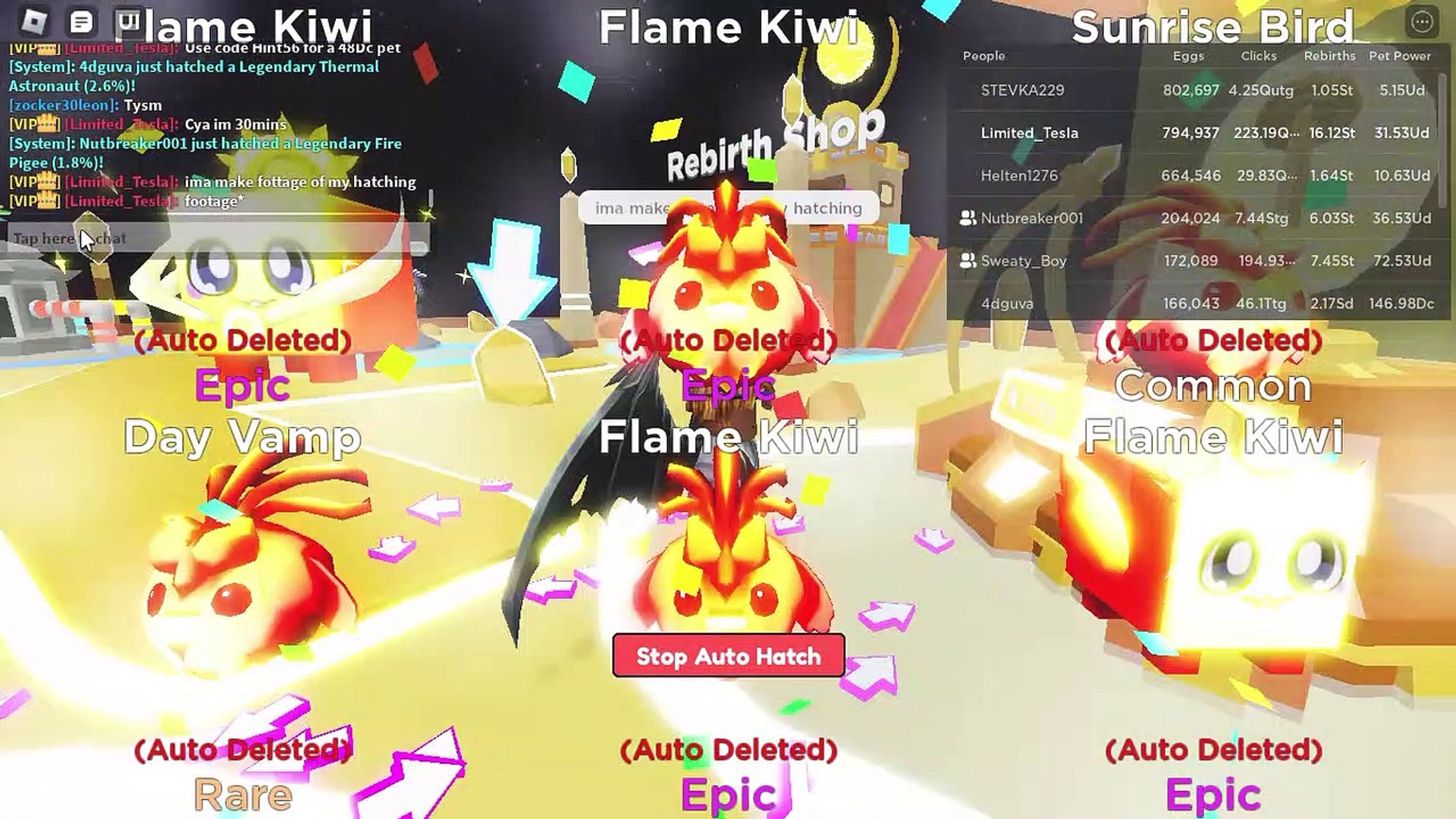 ⁣Making footage of my hatching in Clicker Simulator (Roblox Game)