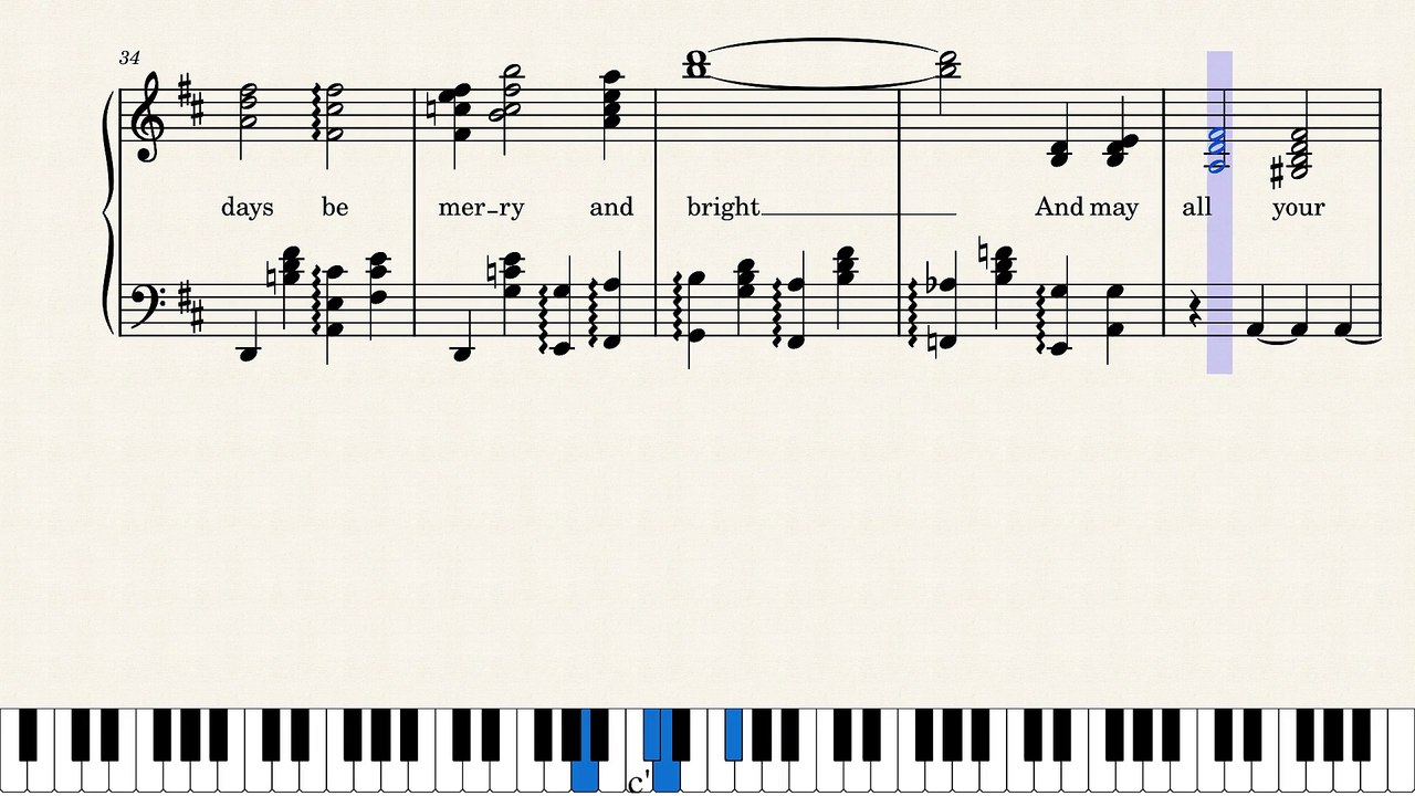 Irving Berlin - White Christmas (from the film Holiday Inn) lyrics and piano