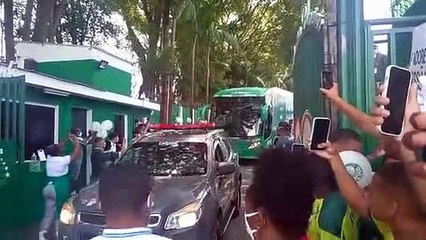 Veja a festa na saída do ônibus do Palmeiras do CT rumo ao aeroporto