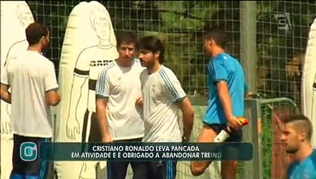 Cristiano Ronaldo sai mais cedo de treino após levar pancada