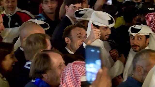 French president Emmanuel Macron takes in Souq Waqif