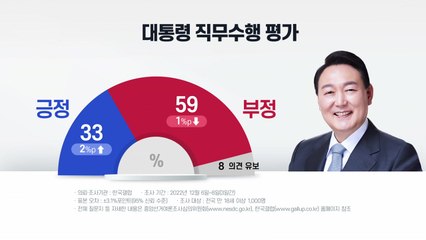 "尹 지지율, 3주 연속 상승해 33%...부정 59%" - 한국갤럽 / YTN