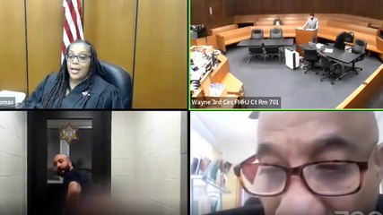 Moment Michigan man 'moons' judge during bond hearing