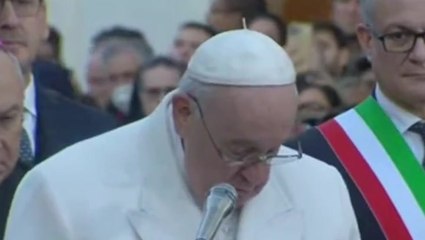 Pope Francis cries for Ukraine war victims during address in Rome