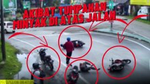 Kemalangan Motosikal Berturut-Turut Akibat Tumpahan Minyak Di Atas Jalan