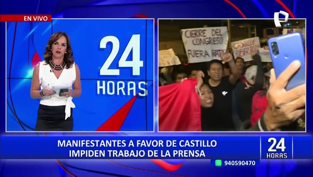 Pedro Castillo: Manifestantes impiden trabajo de la prensa en exteriores de la Diroes