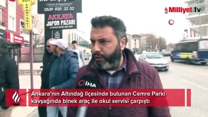 Başkentte okul servisi devrildi, faciadan dönüldü