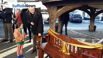 Adam Hills delivers a bench to Mildenhall