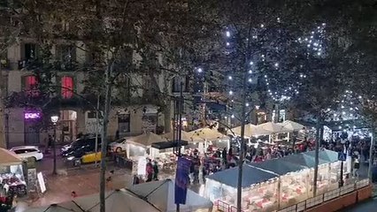Afición marroquí en la Rambla de Barcelona
