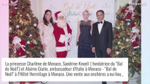 Charlene de Monaco recouverte de broderies étincelantes au côté du Père Noël