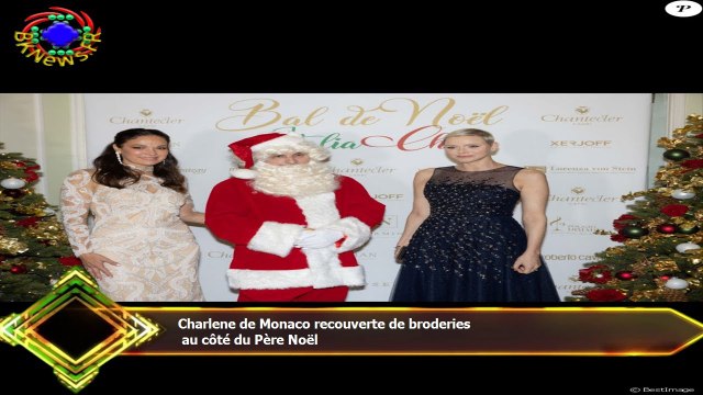 Charlene de Monaco recouverte de broderies au côté du Père Noël