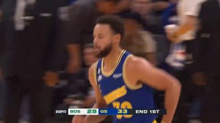Stephen Curry looks away before his buzzer beater 3 goes in vs Celtics