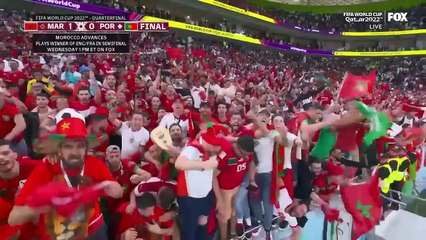 Morocco celebrates after defeating Cristiano Ronaldo, Portugal 1-0 in the 2022 FIFA World Cup