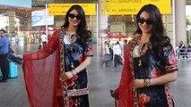 Urvashi Rautela Mumbai Airport पर Sharara Suit में जीता सबका दिल, लगी बला का खूबसूरत | Entertainment