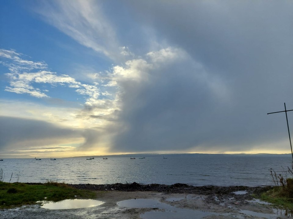 Winter is here: Bank of cloud over Derry from Donegal