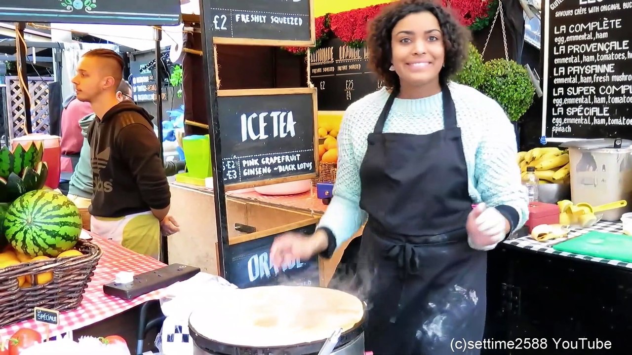 London Street Food. French Sweet Crepe and Salty Galette Tasted in Camden 4K HD