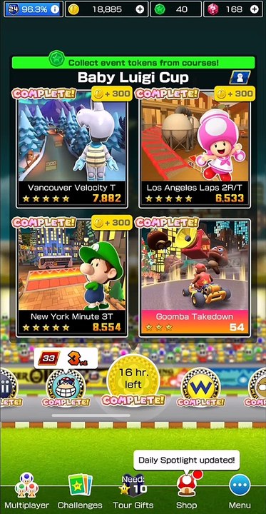 Mario Kart Tour: Autumn Tour: Baby Luigi Cup  for  Coins