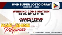 Higit P23-M jackpot sa 6/49 Lotto draw, napalunan ng isang mananaya