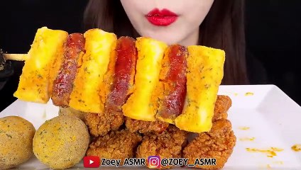 ASMR FRIED CHICKEN BBURING CHEESE BALLS BHC MUKBANG EATING SOUND