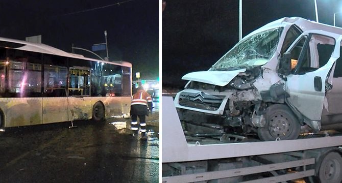 İstanbul’da otobüs minibüse çarptı: 14 yaralı