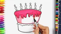 How to draw and color a birthday cake