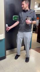 Coworker Entering Janitors Closet Gets Spooked