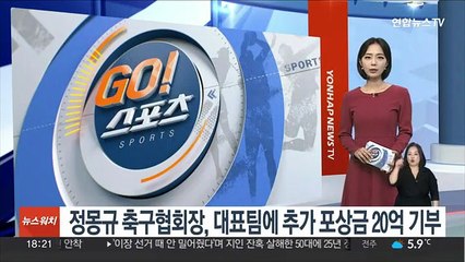 정몽규 축구협회장, 대표팀에 추가 포상금 20억 기부