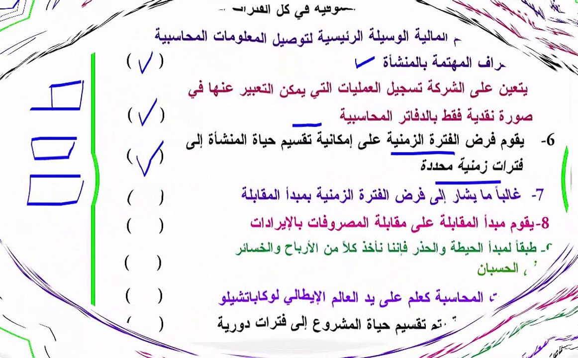 مبادئ المحاسبة للفرقة الأولي كلية تجارة الأزهر نظري جزء 1