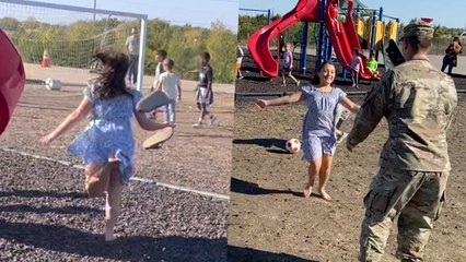 Daughter Loses Shoe Running Towards Military Dad After Deployment | Happily TV