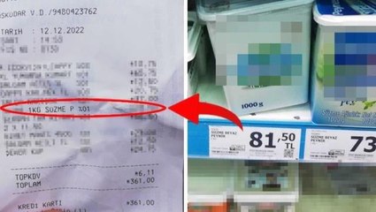 Raftan peynir alan vatandaş parasını ödeyip dışarı çıktı, kapı önünde fişe bakınca kalakaldı