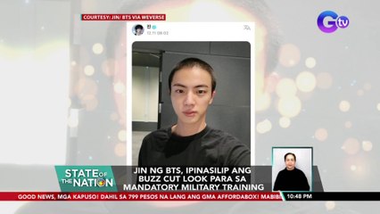 Jin ng BTS, ipinasilip ang buzz cut look para sa mandatory military training | SONA