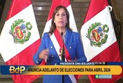 Presidenta Dina Boluarte anuncia proyecto de adelanto de elecciones para abril de 2024